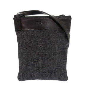 ブルガリ キャンバス レザー ネイビー系 ショルダーバッグ ポシェット 1610【中古】BVLGARI