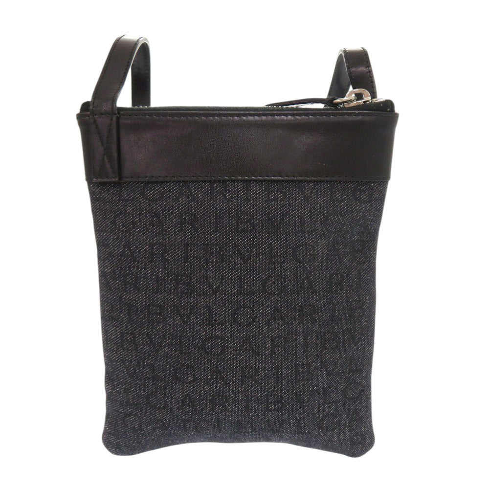 ブルガリ キャンバス レザー ネイビー系 ショルダーバッグ ポシェット 1610【中古】BVLGARI