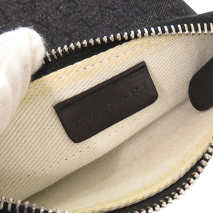 ブルガリ キャンバス レザー ネイビー系 ショルダーバッグ ポシェット 1610【中古】BVLGARI