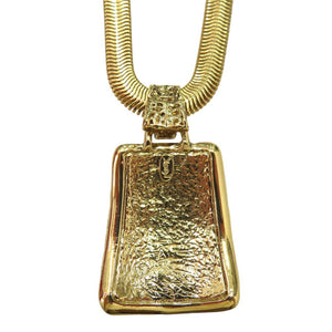 美品 イヴ サンローラン vintage ヴィンテージ クロコ型押し ネックレス 合金 メッキ ゴールド 1622【中古】YVES SAINT LAURENT