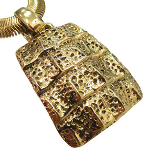 美品 イヴ サンローラン vintage ヴィンテージ クロコ型押し ネックレス 合金 メッキ ゴールド 1622【中古】YVES SAINT LAURENT