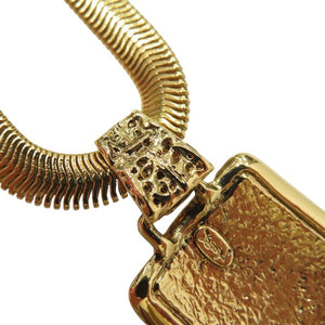 美品 イヴ サンローラン vintage ヴィンテージ クロコ型押し ネックレス 合金 メッキ ゴールド 1622【中古】YVES SAINT LAURENT