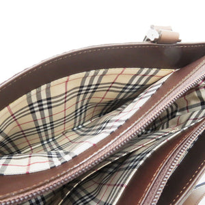 美品 バーバリー ノバチェック レザー ブラウン トートバッグ 茶 1640【中古】BURBERRY