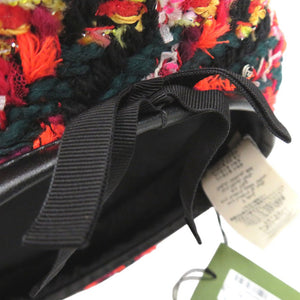 新品同様 グッチ ツイードチェック ベレー帽 リボン GG ロゴ 729140 ウール ナイロン マルチカラー 1645【中古】GUCCI