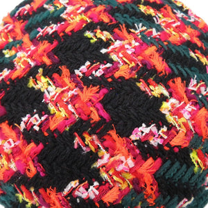 新品同様 グッチ ツイードチェック ベレー帽 リボン GG ロゴ 729140 ウール ナイロン マルチカラー 1645【中古】GUCCI