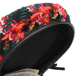 新品同様 グッチ ツイードチェック ベレー帽 リボン GG ロゴ 729140 ウール ナイロン マルチカラー 1645【中古】GUCCI