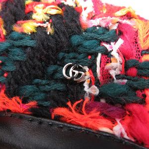 新品同様 グッチ ツイードチェック ベレー帽 リボン GG ロゴ 729140 ウール ナイロン マルチカラー 1645【中古】GUCCI