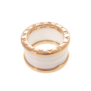 新品同様 ブルガリ B-ZERO1 4バンド K18PG 750PG ホワイトセラミック #49 ピングゴールド リング 指輪 ジュエリー 1662【中古】BVLGARI