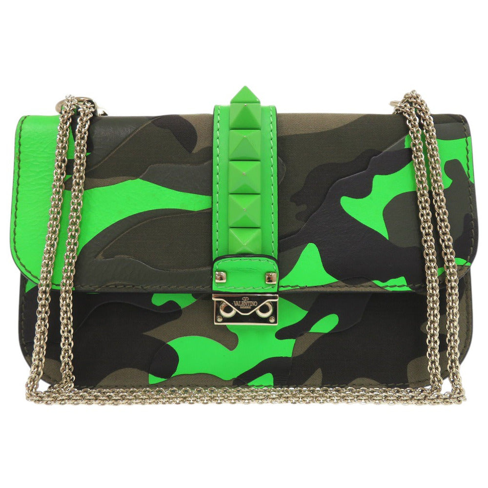 ヴァレンティノ ガラヴァーニ グラムロック カモフラージュ ショルダーバッグ キャンバス レザー カモフラ 1666【中古】Valentino Garavani