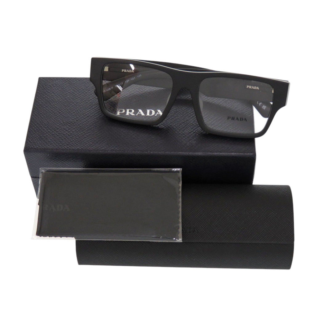 新品同様 プラダ VPR A08-F 眼鏡 フレーム プラスチック ブラック 黒 1667【中古】PRADA