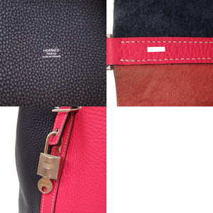 美品 エルメス ピコタンロックMM カザック 22 トリヨンクレマンス ローズエクストリーム ブルーニュイ シルバー金具 D刻印(2019年製) ハンドバッグ 1670 【中古】 HERMES