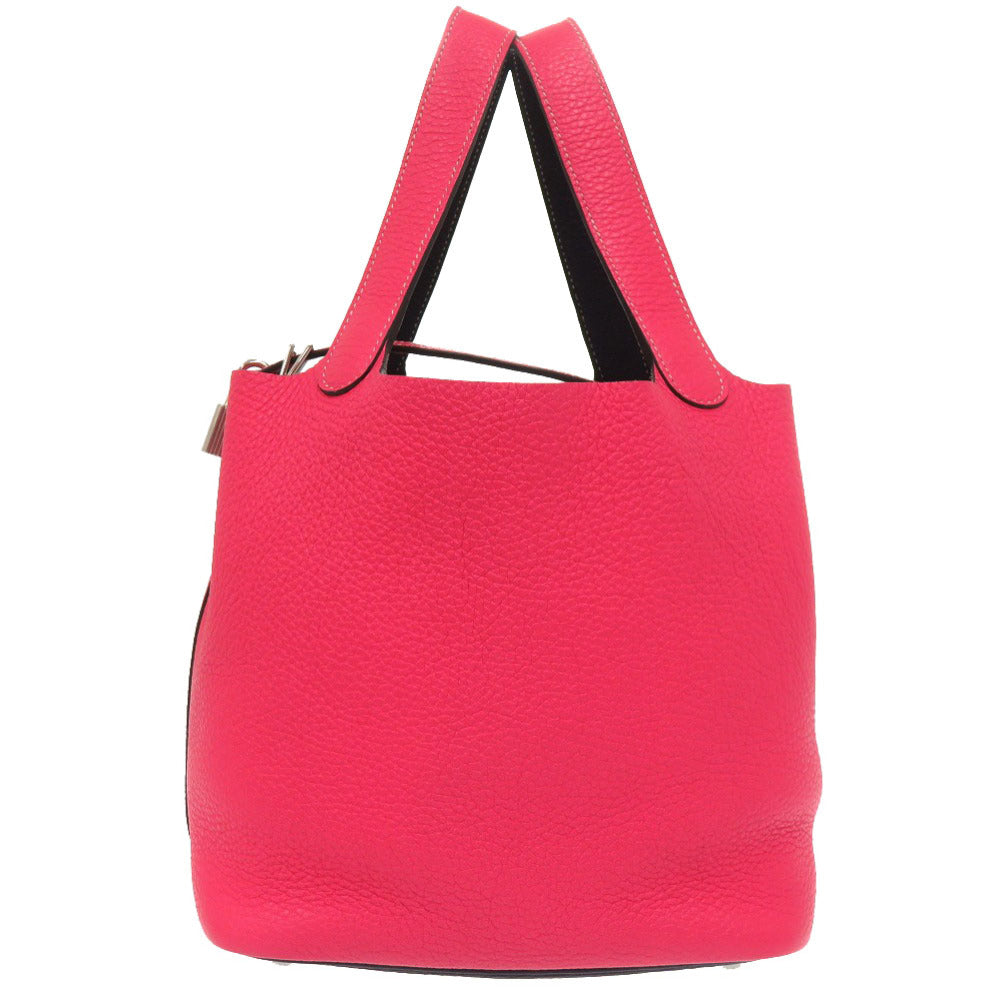 美品 エルメス ピコタンロックMM カザック 22 トリヨンクレマンス ローズエクストリーム ブルーニュイ シルバー金具 D刻印(2019年製) ハンドバッグ 1670 【中古】 HERMES