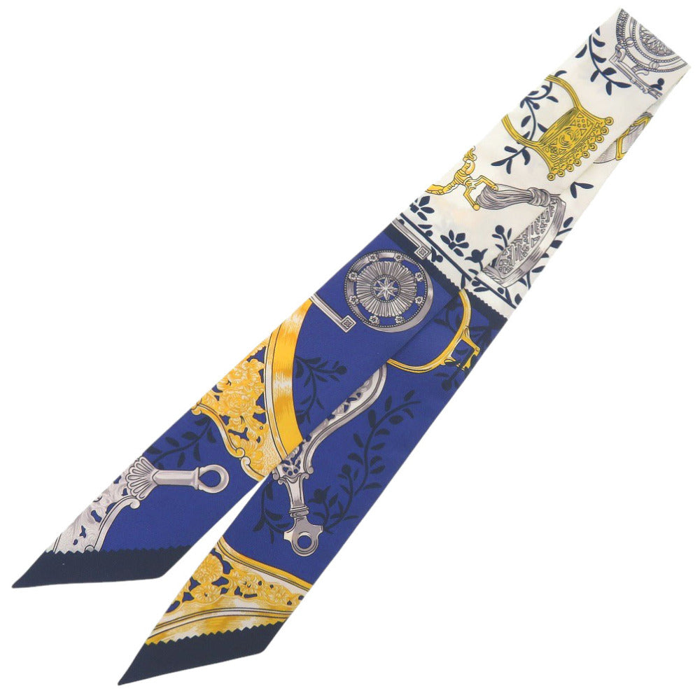 美品 エルメス ツイリー Etriers Remix 鎧 リミックス シルク マリン スカーフ 青 1677【中古】HERMES