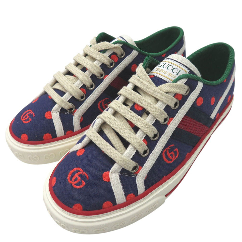 新品同様 グッチ テニス1977 スニーカー GGマーモント ダブルG ドット ‎606110 2AX10 キャンバス ラバー マルチカラー 1683【中古】GUCCI