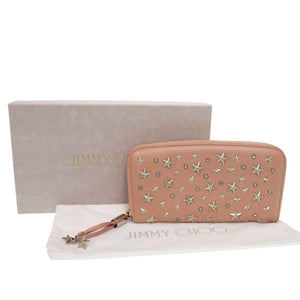ジミーチュウ フィリッパ スタースタッズ レザー ピンク 長財布 1689【中古】JIMMY CHOO