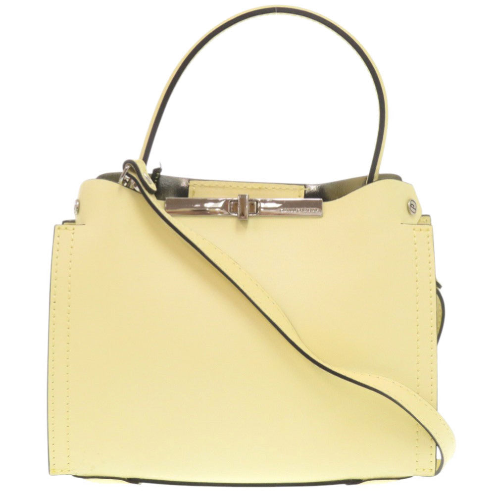 美品 ジャンニ キアリーニ レザー イエロー 2WAY ハンドバッグ ショルダーバッグ 黄 1695【中古】GIANNI CHIARINI