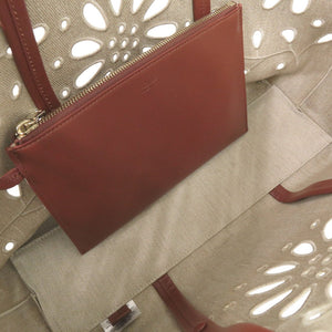 美品 クロエ カミラ KAMILLA イーストウエスト 22SS493G23 リネン レザー セピアブラウン トートバッグ ベージュ 1703【中古】Chloe