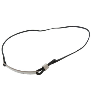 美品 グッチ ロゴ プレート チョーカー ネックレス シルバー925 レザー ブラック 1708【中古】GUCCI