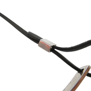 美品 グッチ ロゴ プレート チョーカー ネックレス シルバー925 レザー ブラック 1708【中古】GUCCI