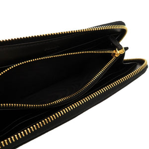 美品 プラダ ラウンドファスナー シワ加工 ナイロン ブラック 1716 黒 長財布【中古】PRADA