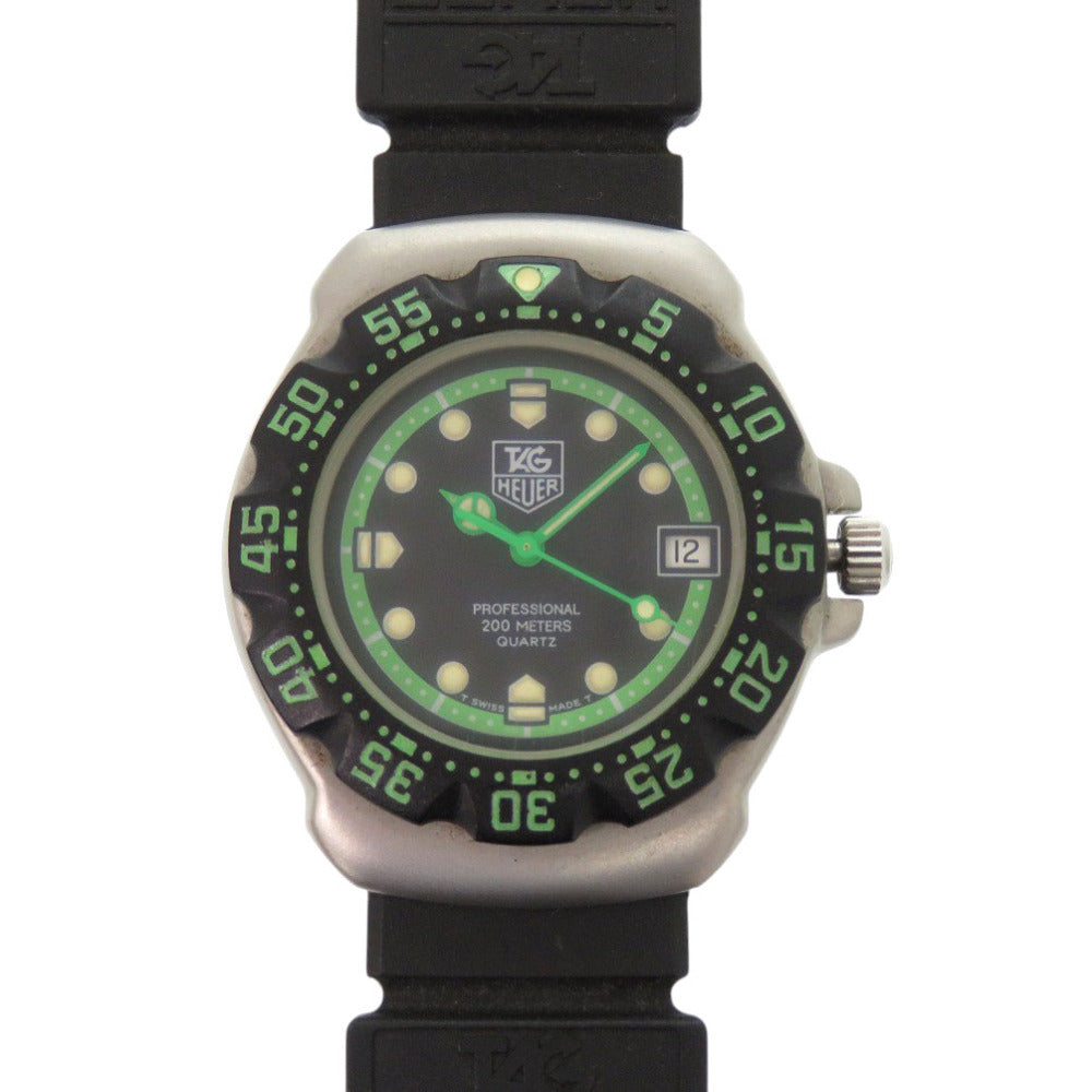 タグホイヤー フォーミュラ1 WA1215 SS ラバー ブラック グリーン クオーツ 腕時計 黒文字盤 1728【中古】TAG HEUER