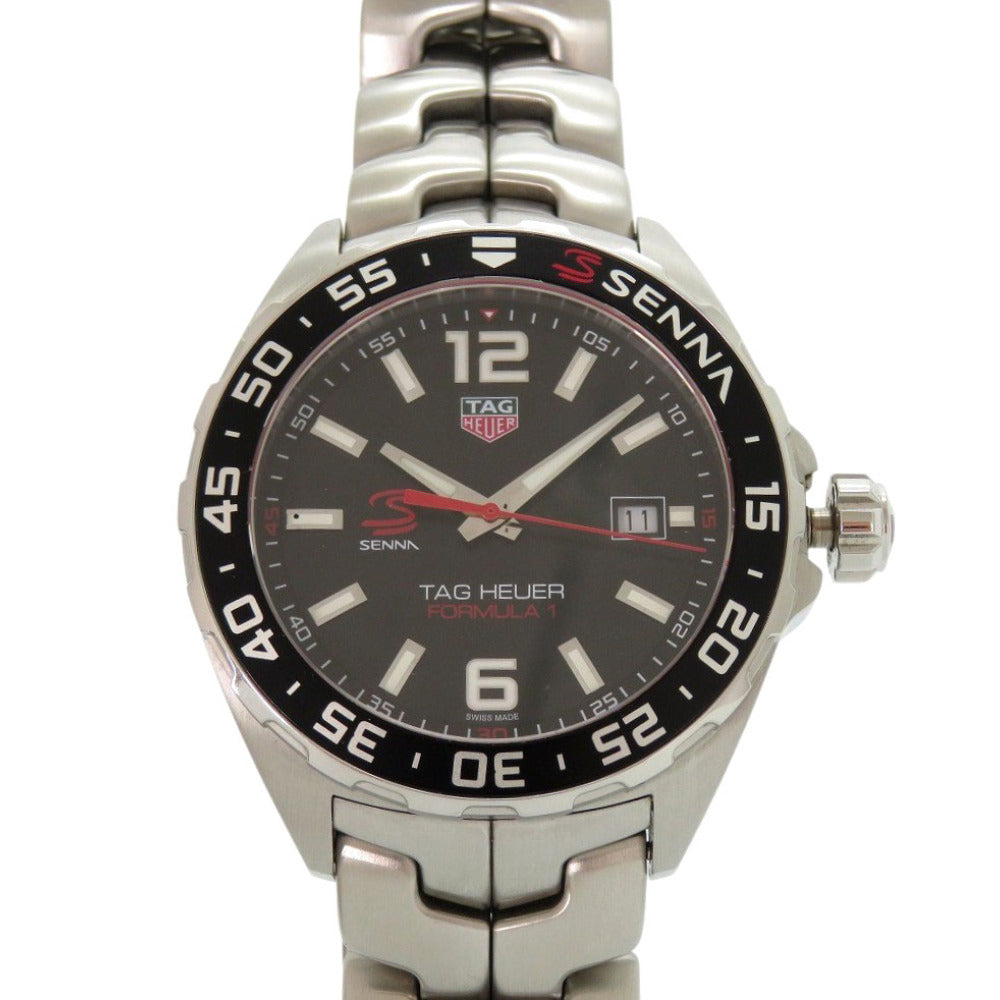 美品 タグホイヤー フォーミュラ1 アイルトンセナ エディション WAZ1012 SS ブラック クオーツ 腕時計 黒文字盤 1732【中古】TAG HEUER