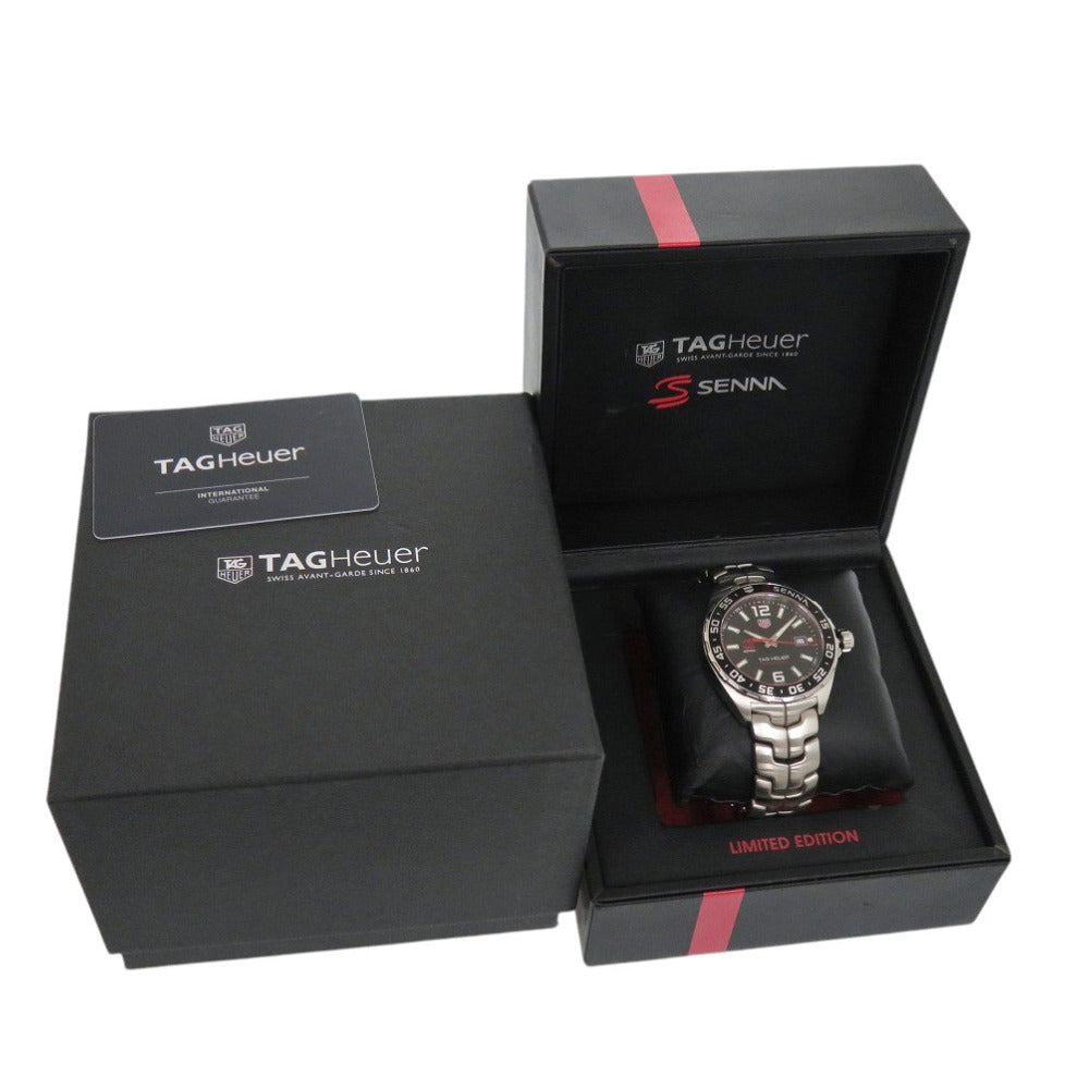 美品 タグホイヤー フォーミュラ1 アイルトンセナ エディション WAZ1012 SS ブラック クオーツ 腕時計 黒文字盤 1732【中古】TAG HEUER