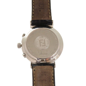 フェンディ 4500L オロロジ クロノグラフ SS レザー ブラック クオーツ 腕時計 黒文字盤 1735【中古】FENDI