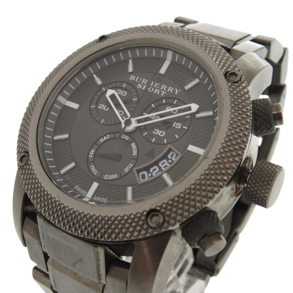 バーバリー スポーツ BU7716 クロノグラフ SS ブラウン クオーツ 腕時計 1740【中古】BURBERRY