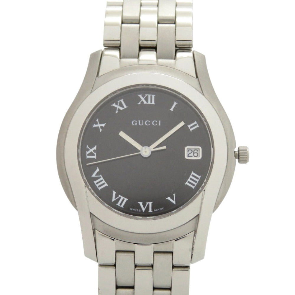 美品 グッチ 5500M Gクラス デイト SS ブラック シルバー 黒文字盤 クオーツ 腕時計 1748【中古】GUCCI
