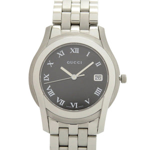 美品 グッチ 5500M Gクラス デイト SS ブラック シルバー 黒文字盤 クオーツ 腕時計 1748【中古】GUCCI