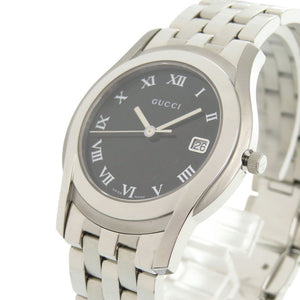 美品 グッチ 5500M Gクラス デイト SS ブラック シルバー 黒文字盤 クオーツ 腕時計 1748【中古】GUCCI