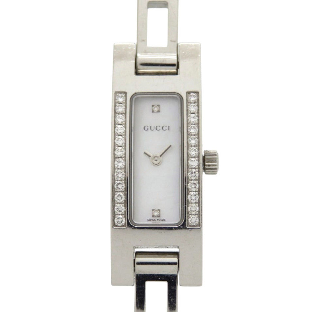 グッチ ダイヤベゼル 3900L SS シルバー クオーツ 腕時計 1754【中古】GUCCI