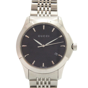 グッチ Gタイムレス 126.4 SS ブラック シルバー クオーツ 腕時計 黒文字盤 1760【中古】GUCCI