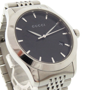 グッチ Gタイムレス 126.4 SS ブラック シルバー クオーツ 腕時計 黒文字盤 1760【中古】GUCCI