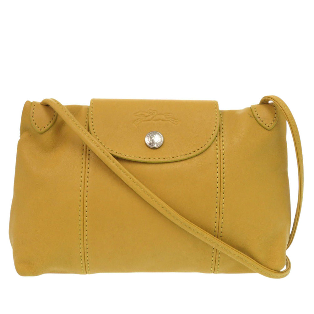 ロンシャン ル プリアージュ レザー イエロー ショルダーバッグ 1767【中古】Longchamp