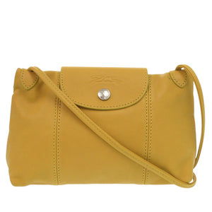 ロンシャン ル プリアージュ レザー イエロー ショルダーバッグ 1767【中古】Longchamp
