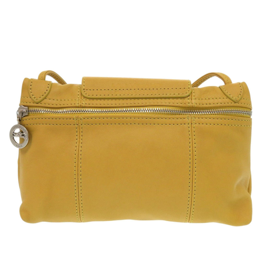 ロンシャン ル プリアージュ レザー イエロー ショルダーバッグ 1767【中古】Longchamp