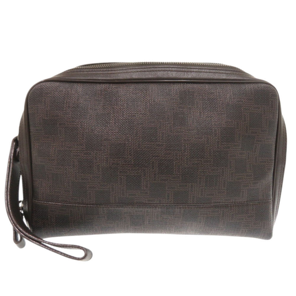 美品 ダンヒル PVC レザー ダークブラウン セカンドバッグ 茶 1774【中古】Dunhill メンズ