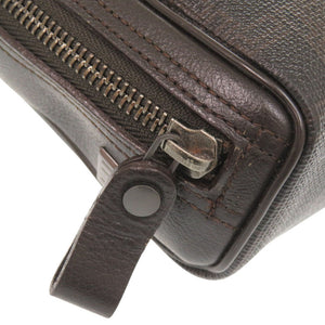 美品 ダンヒル PVC レザー ダークブラウン セカンドバッグ 茶 1774【中古】Dunhill メンズ
