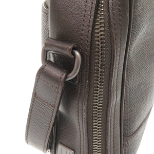 美品 ダンヒル PVC レザー ダークブラウン セカンドバッグ 茶 1774【中古】Dunhill メンズ
