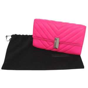 美品 ヒューゴボス キルティング シープレザー ピンク 長財布 1776【中古】HUGO BOSS