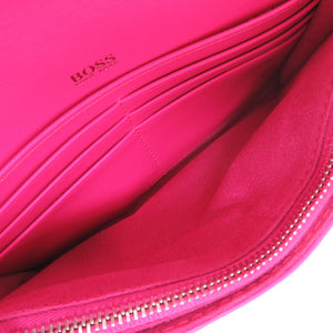 美品 ヒューゴボス キルティング シープレザー ピンク 長財布 1776【中古】HUGO BOSS