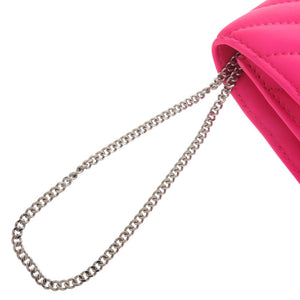 美品 ヒューゴボス キルティング シープレザー ピンク 長財布 1776【中古】HUGO BOSS