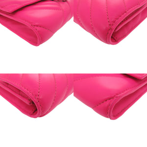 美品 ヒューゴボス キルティング シープレザー ピンク 長財布 1776【中古】HUGO BOSS