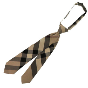 新品同様 バーバリー チェック シルク ベージュ 茶 ネクタイ 1777【中古】BURBERRY キッズ