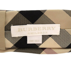 新品同様 バーバリー チェック シルク ベージュ 茶 ネクタイ 1777【中古】BURBERRY キッズ