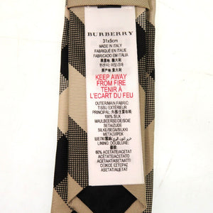 新品同様 バーバリー チェック シルク ベージュ 茶 ネクタイ 1777【中古】BURBERRY キッズ