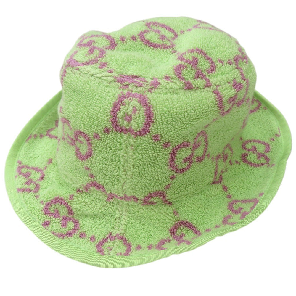 新品同様 グッチ テリークロス GGジャガード バケットハット 782385 3HAZN 帽子 コットン ポリエステル グリーン 1778【中古】GUCCI