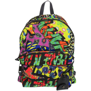 美品 モスキーノ 総柄 ロゴ プリント 花柄 アニマル柄 ハート マルチカラー リュック 1784【中古】MOSCHINO